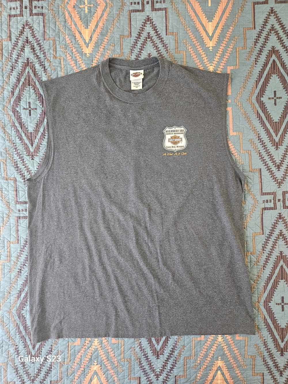 Harley‑Davidson Gray‎ Sleeveless Tank with Small Chest Highway Graphic